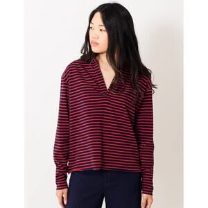 Frank & Eileen Patrick Popover Henley Top Size XL Red and Navy French Stripe